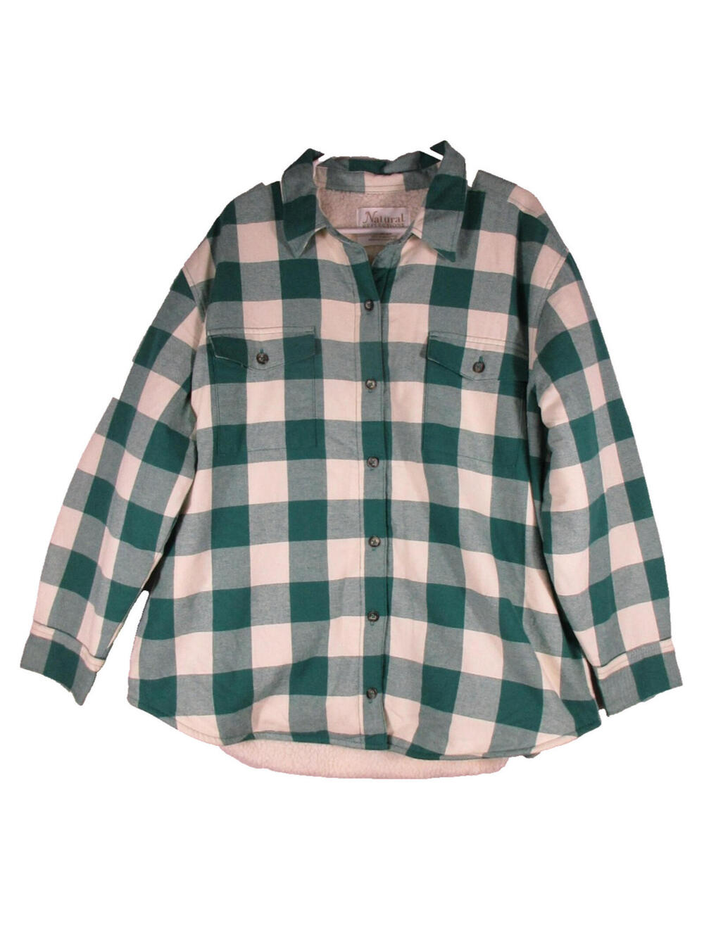 Natural Reflection Mens Button Front Pleated Jacket Long Sleeve Size XL Green